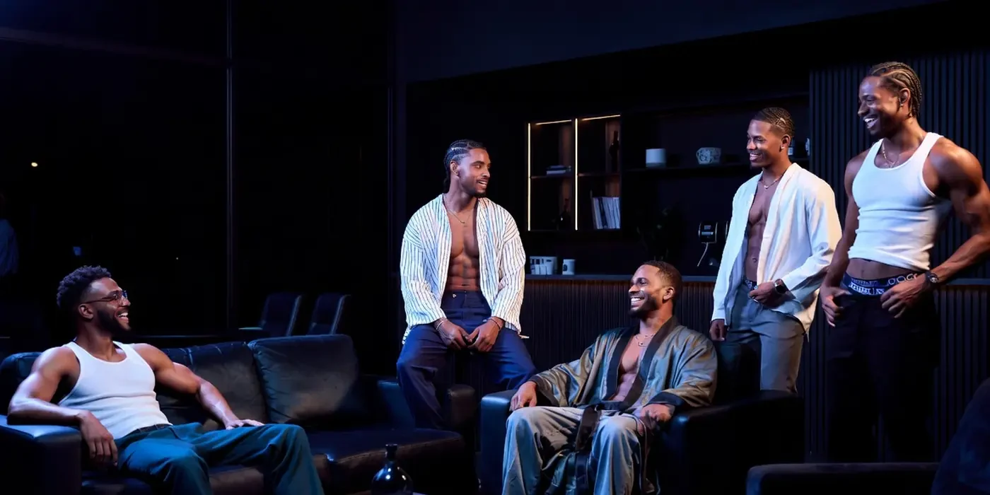 Clearly adult Black male creators in a late-night apartment setting